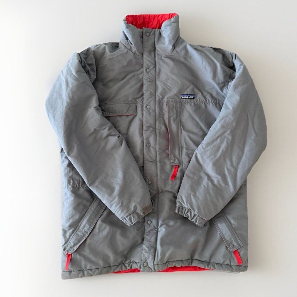 Vintage Patagonia Jacket Gray Coat Mens Sz XL Red Lining Outdoor Gorp *READ DESC